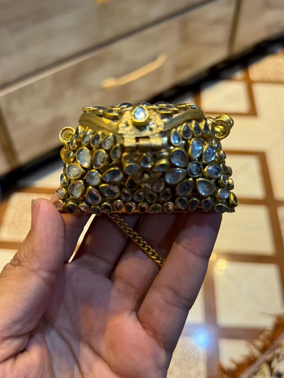 Stylish Indian Kundan Metal Clutch_Small Size_New Arrival
