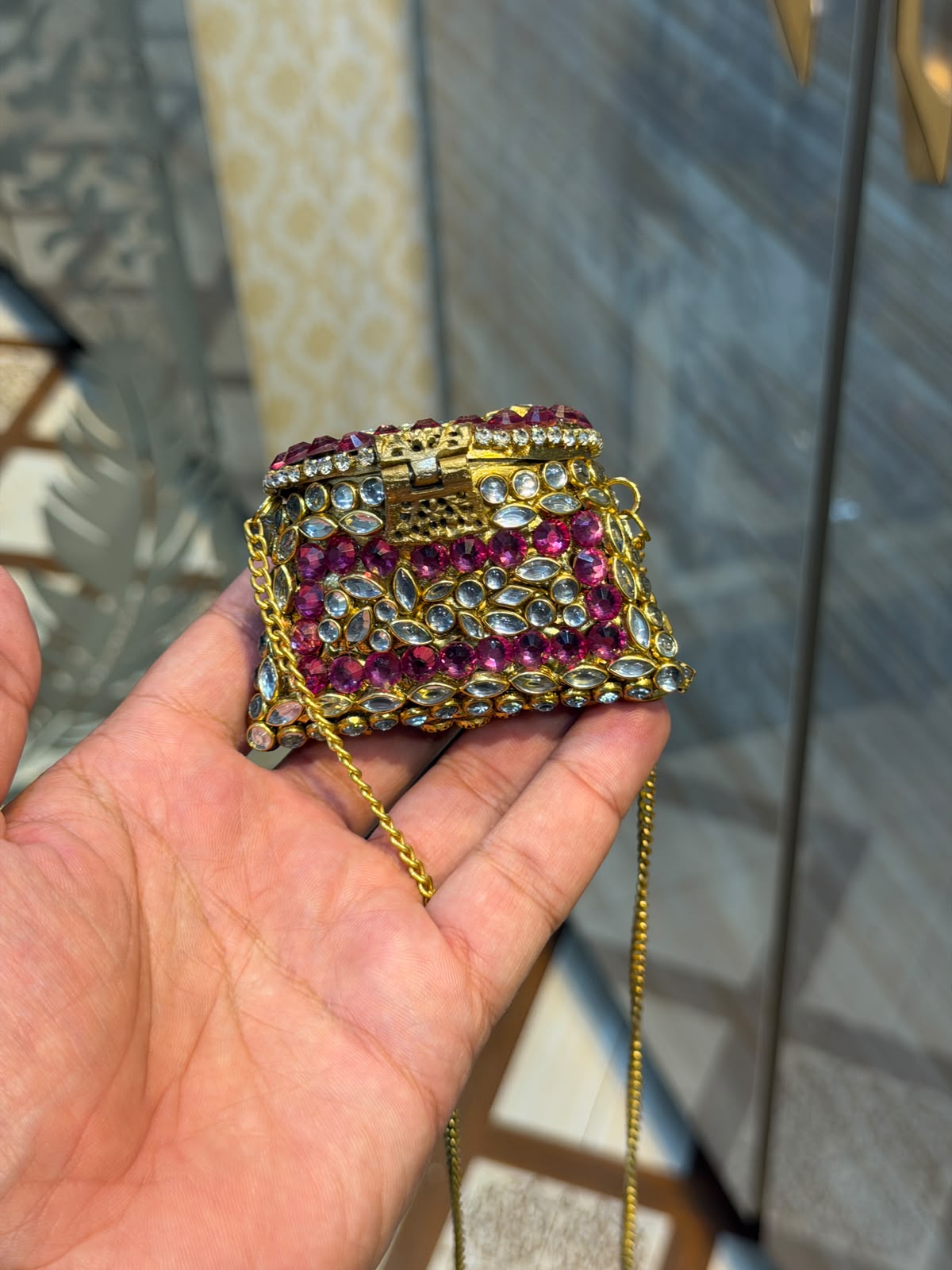 Stylish Indian Kundan Metal Clutch_Small Size_New Arrival