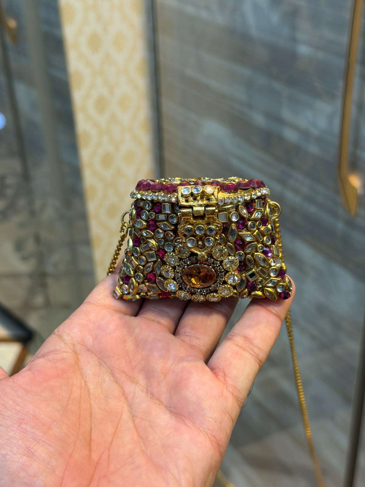 Stylish Indian Kundan Metal Clutch_Small Size_New Arrival
