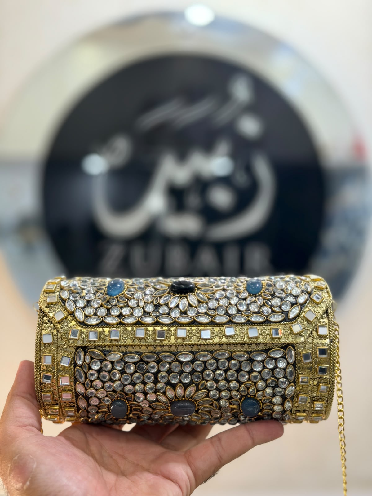 Luxury Indian Kundan Metal Dholki_Dholki Shape_New Arrival 2