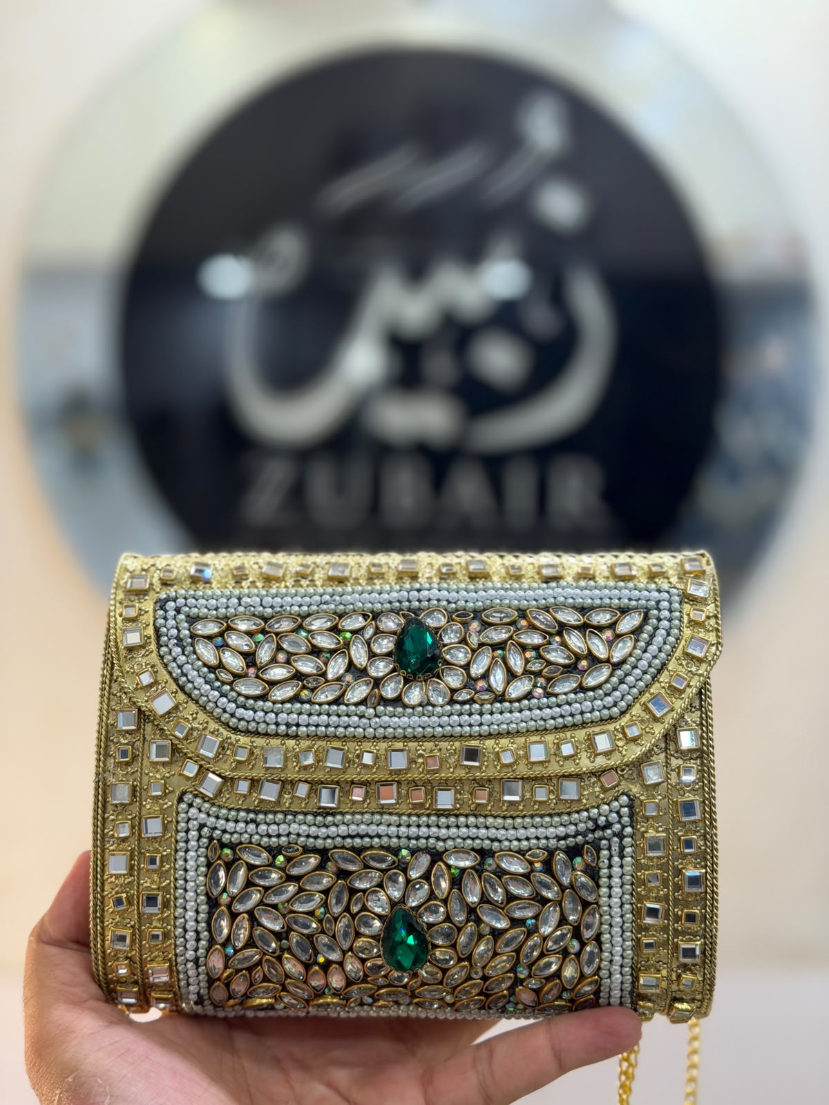 Luxury Indian Kundan Metal Dholki_D Shape_New Arrival 3
