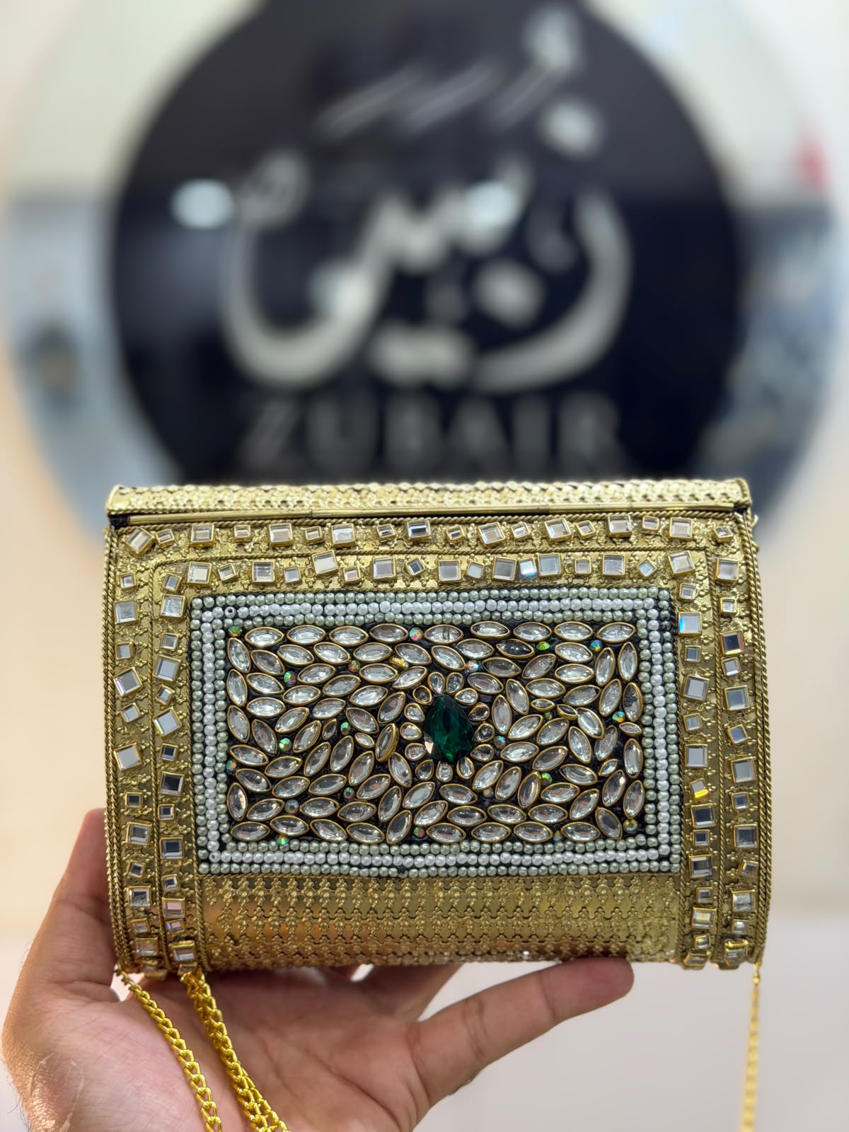 Luxury Indian Kundan Metal Dholki_D Shape_New Arrival 3