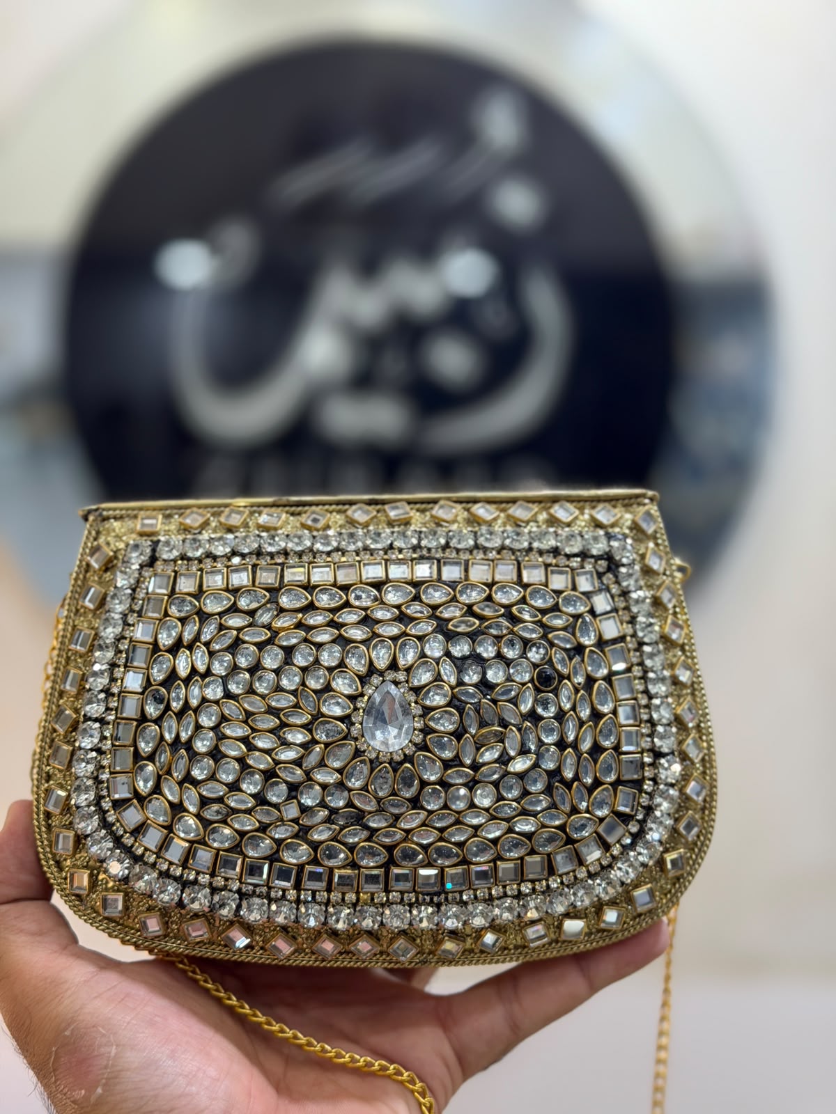 Luxury Indian Kundan Metal Dholki_D Shape_New Arrival 6