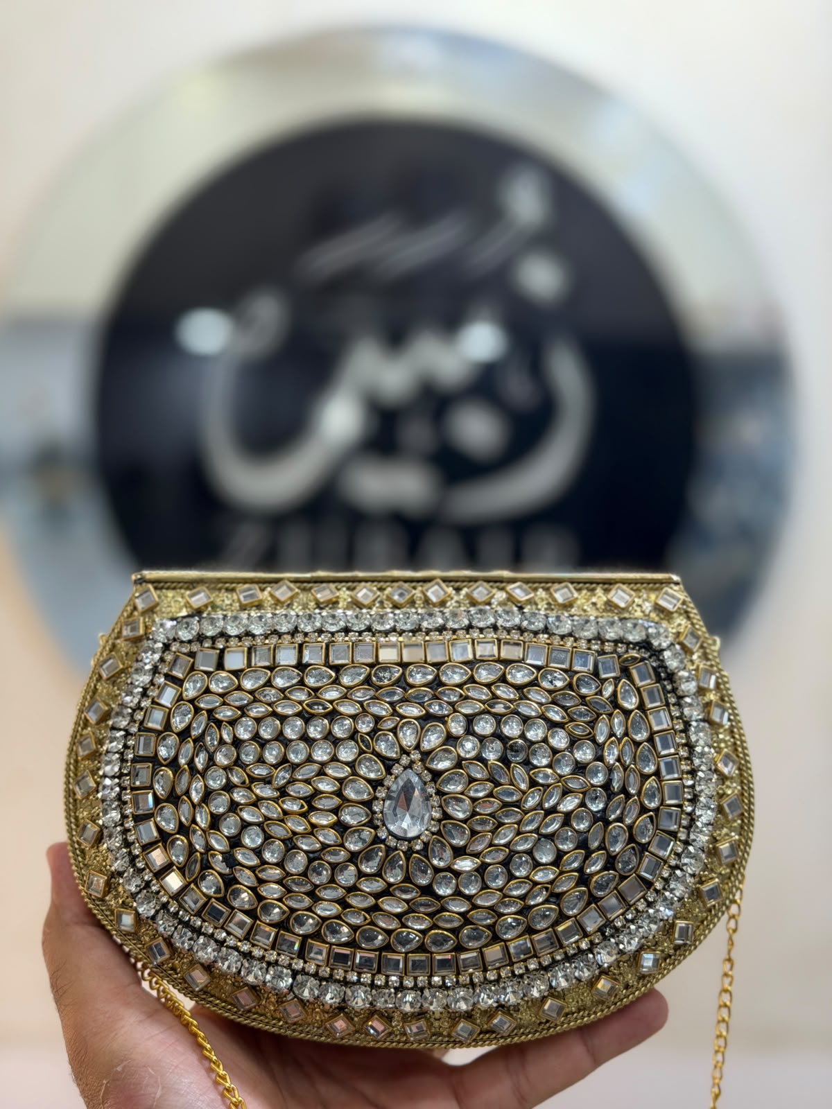 Luxury Indian Kundan Metal Dholki_D Shape_New Arrival 7
