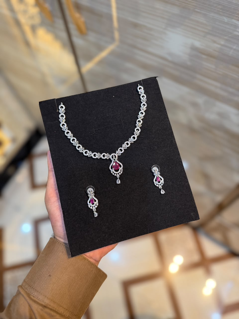 Royal Zircon Necklace Set | Wedding Collection – Design 07
