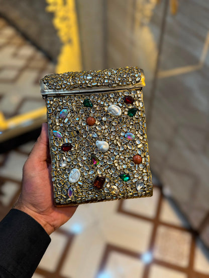 Handmade Luxury Kundan Stone Work Clutch | Wedding & Party Collection | Large Size | Design 22