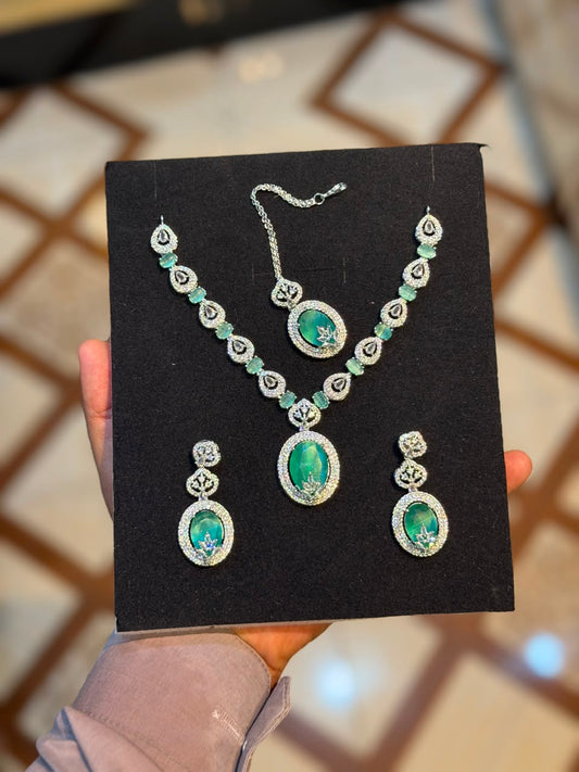 Royal Zircon Necklace Set | Bridal Collection – Design 01