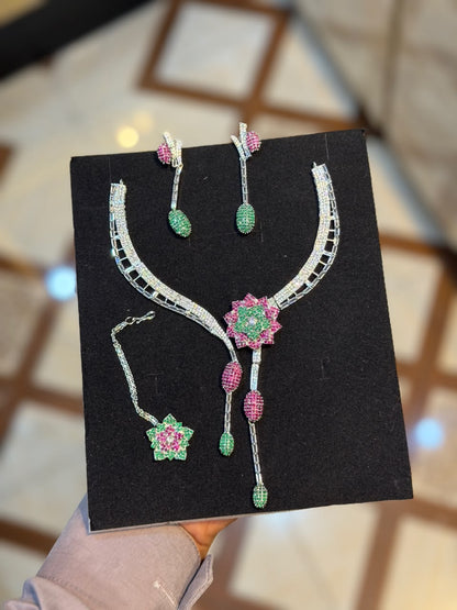 Royal Zircon Necklace Set | Bridal Collection – Design 02