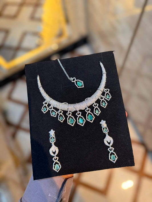 Royal Zircon Necklace Set | Bridal Collection – Design 05