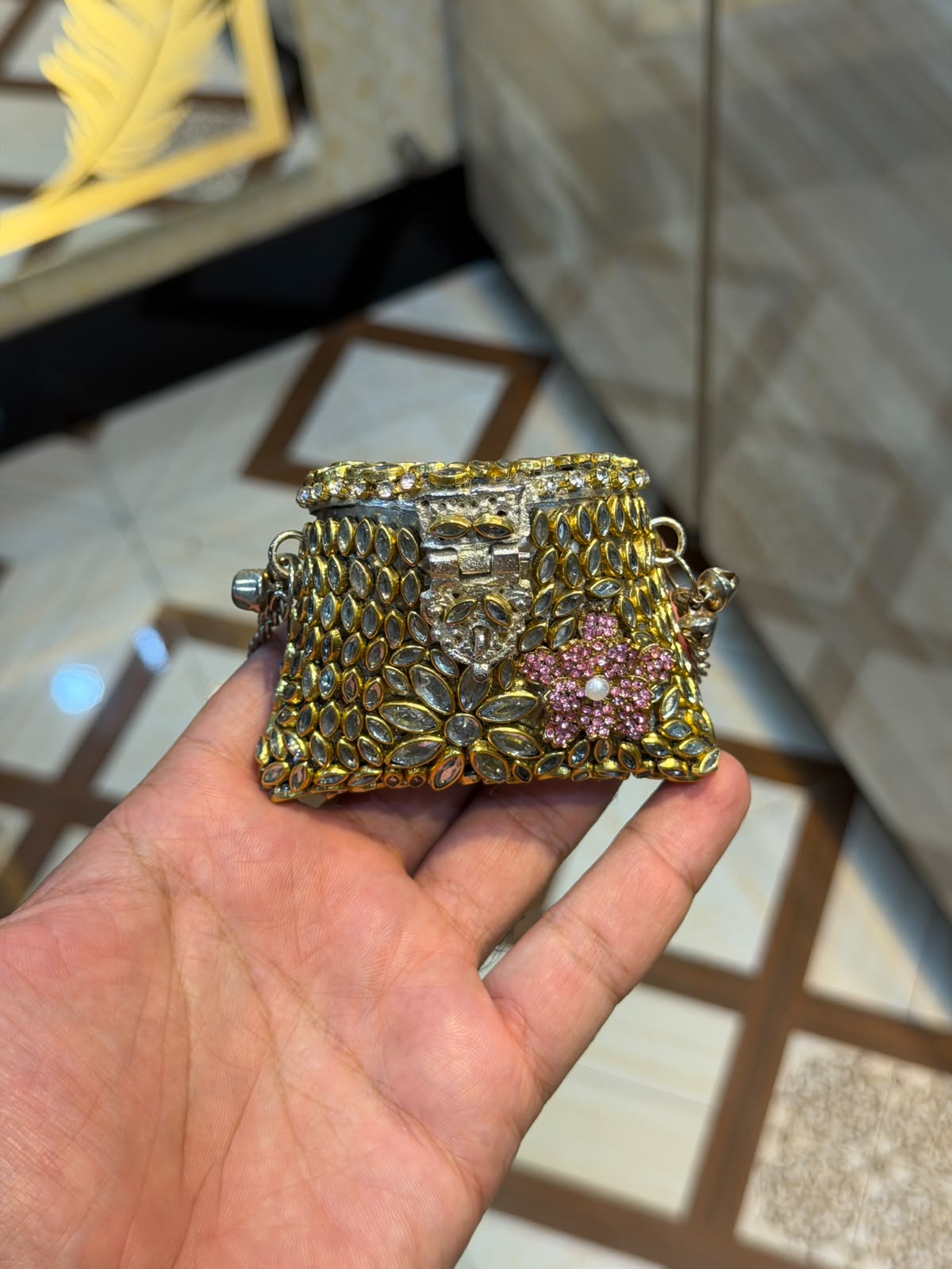 Stylish Indian Kundan Metal Clutch_Small Size_New Arrival