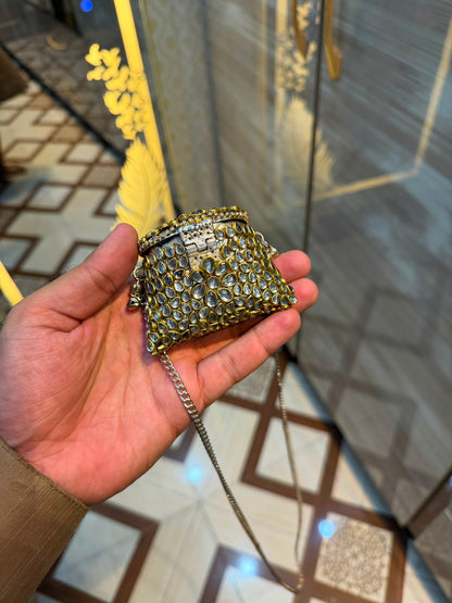 Stylish Indian Kundan Metal Clutch_Small Size_New Arrival