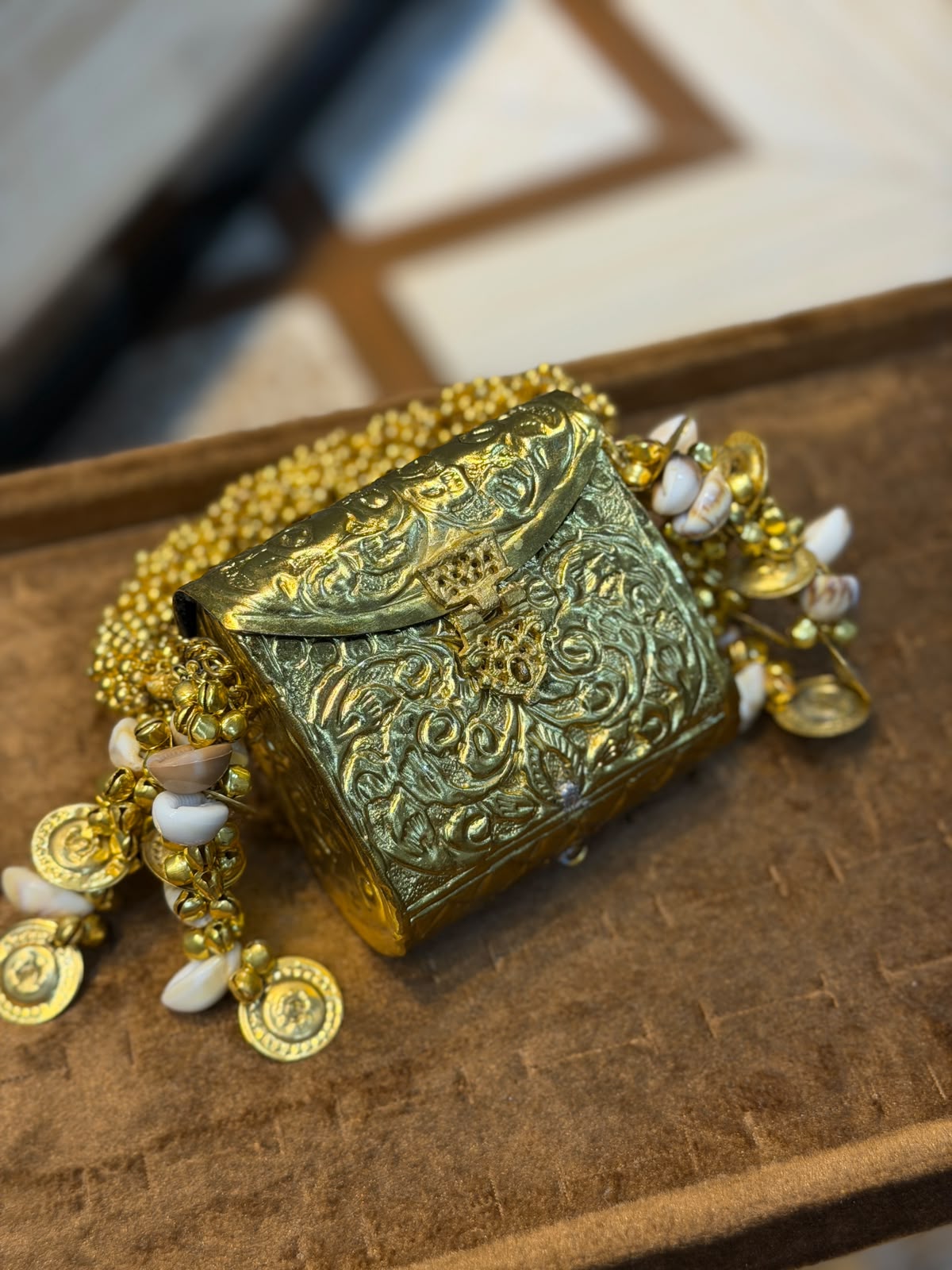 Stylish Luxury Golden Designer Metal Clutch_Wedding Collection_New Arrival