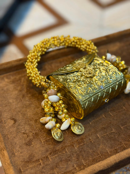 Stylish Luxury Golden Designer Metal Clutch_Wedding Collection_New Arrival