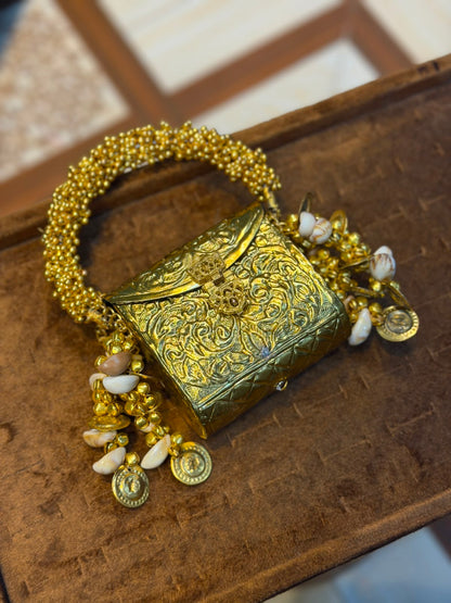 Stylish Luxury Golden Designer Metal Clutch_Wedding Collection_New Arrival