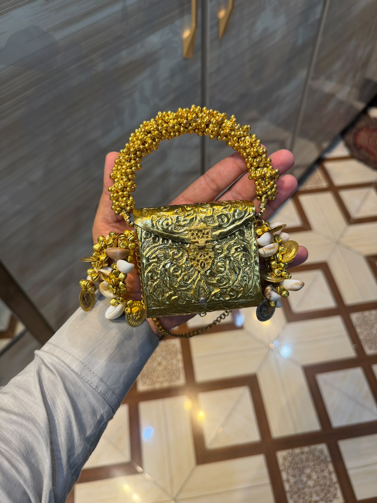 Stylish Luxury Golden Designer Metal Clutch_Wedding Collection_New Arrival
