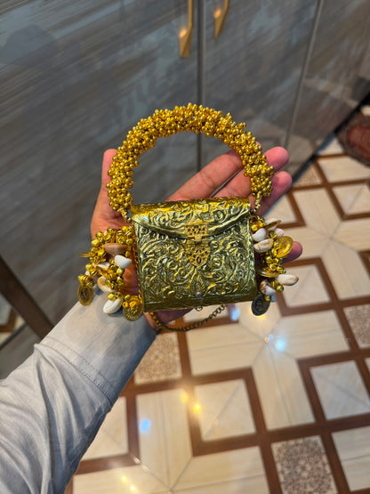 Stylish Luxury Golden Designer Metal Clutch_Wedding Collection_New Arrival
