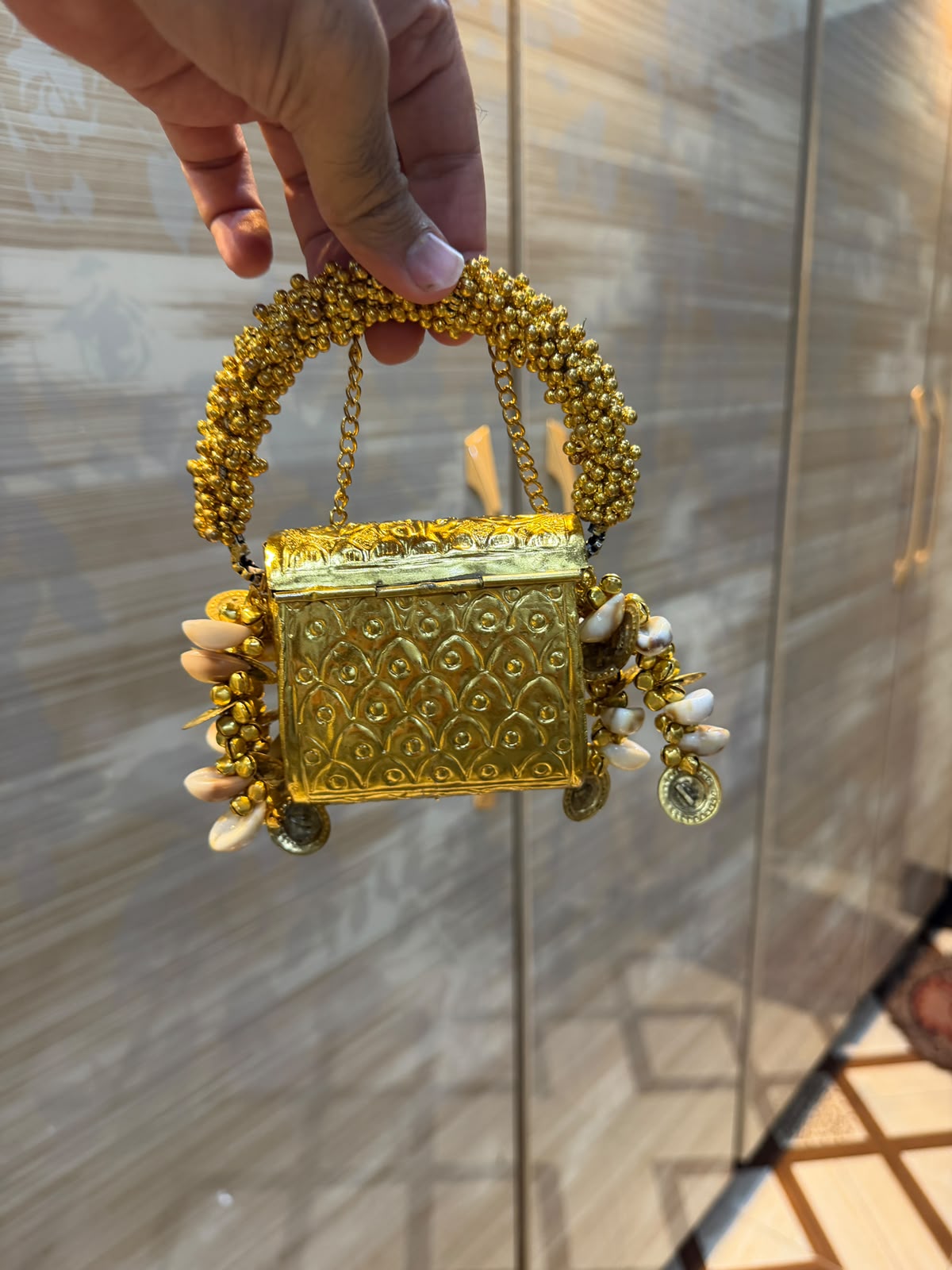 Stylish Luxury Golden Designer Metal Clutch_Wedding Collection_New Arrival