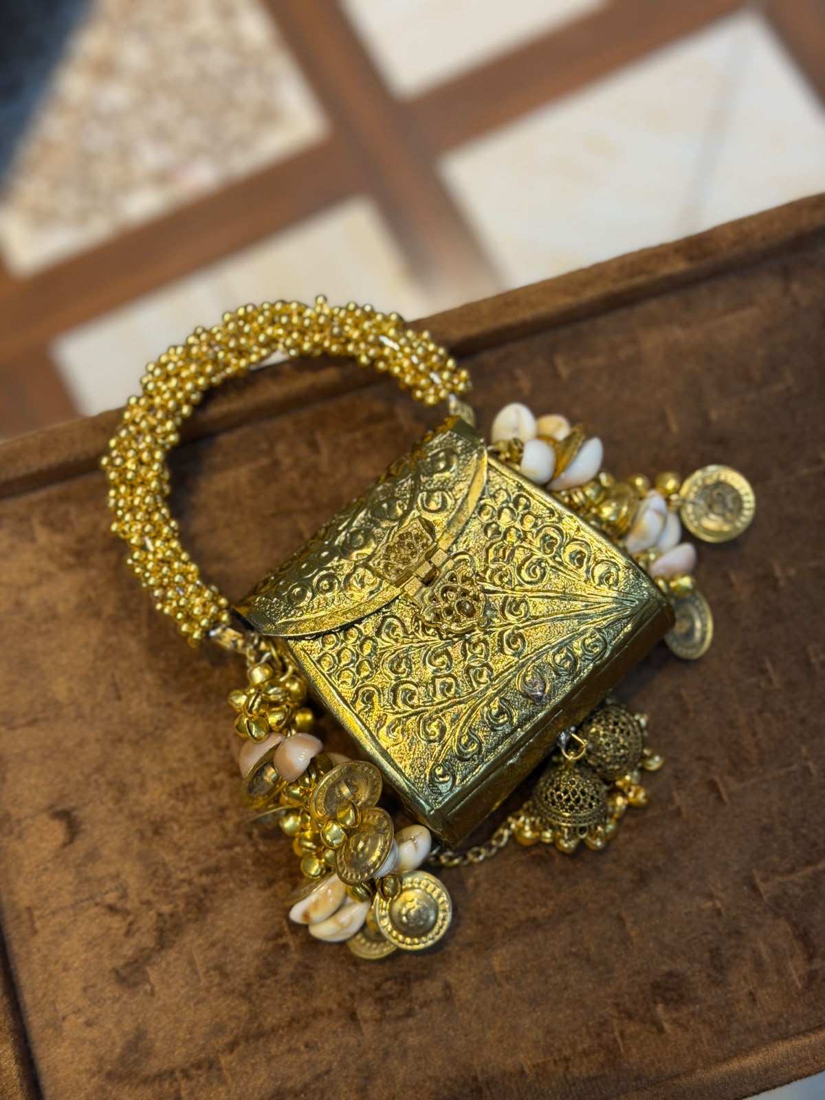 Stylish Luxury Golden Designer Metal Clutch_Wedding Collection_New Arrival