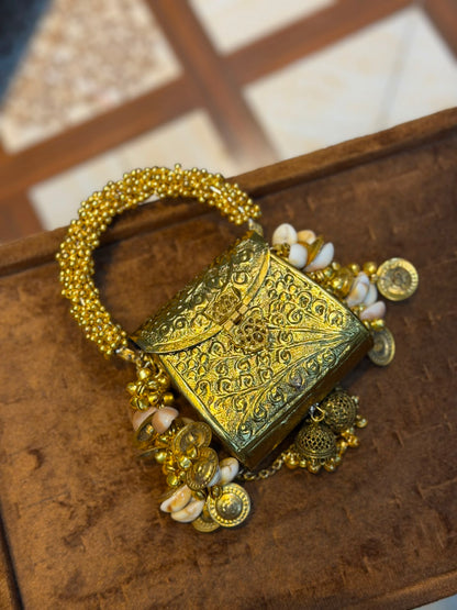 Stylish Luxury Golden Designer Metal Clutch_Wedding Collection_New Arrival