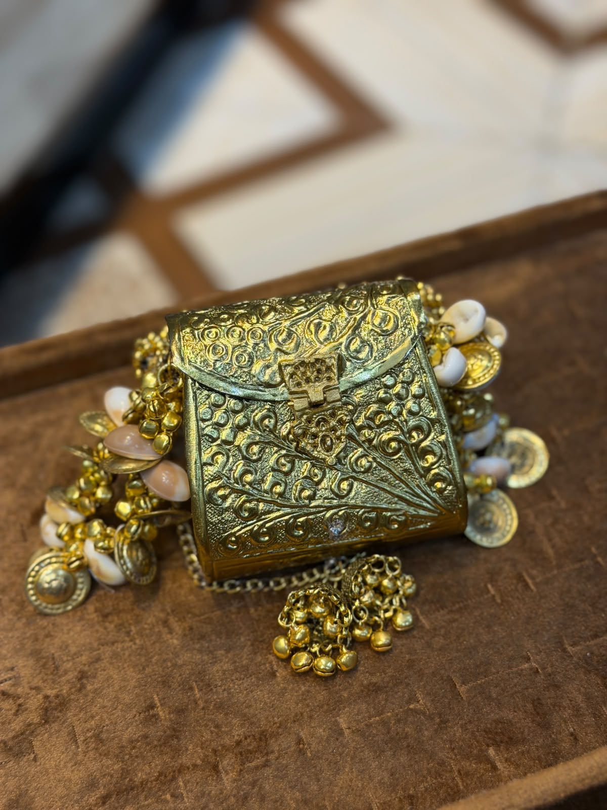 Stylish Luxury Golden Designer Metal Clutch_Wedding Collection_New Arrival