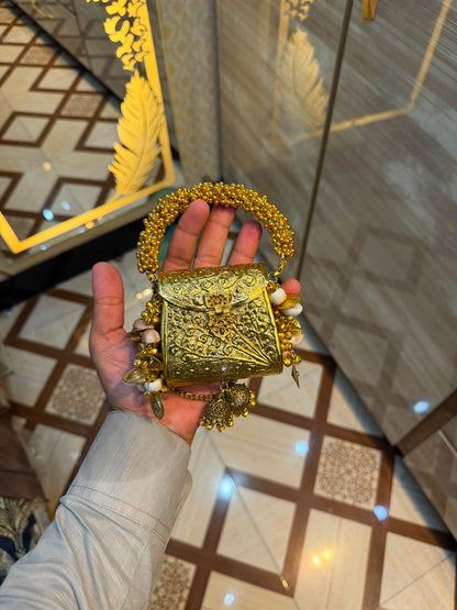 Stylish Luxury Golden Designer Metal Clutch_Wedding Collection_New Arrival