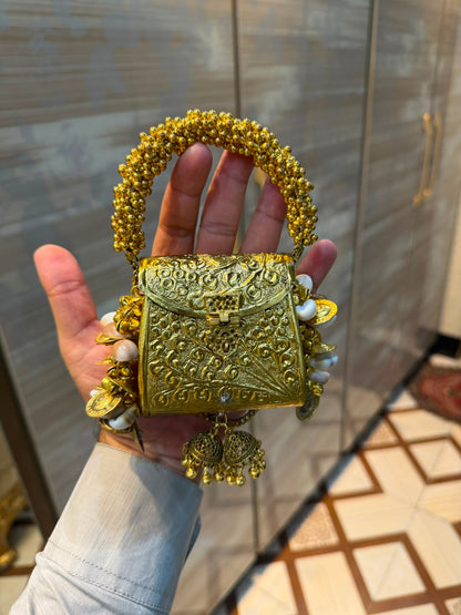 Stylish Luxury Golden Designer Metal Clutch_Wedding Collection_New Arrival