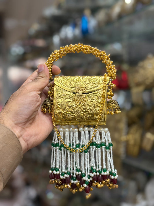 Stylish Indian Golden Designer Metal Clutch_Small Size_New Arrival