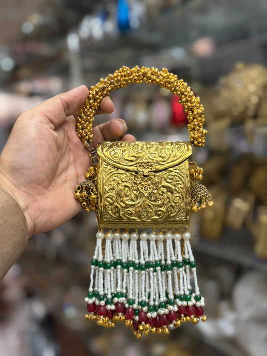 Stylish Indian Golden Designer Metal Clutch_Small Size_New Arrival
