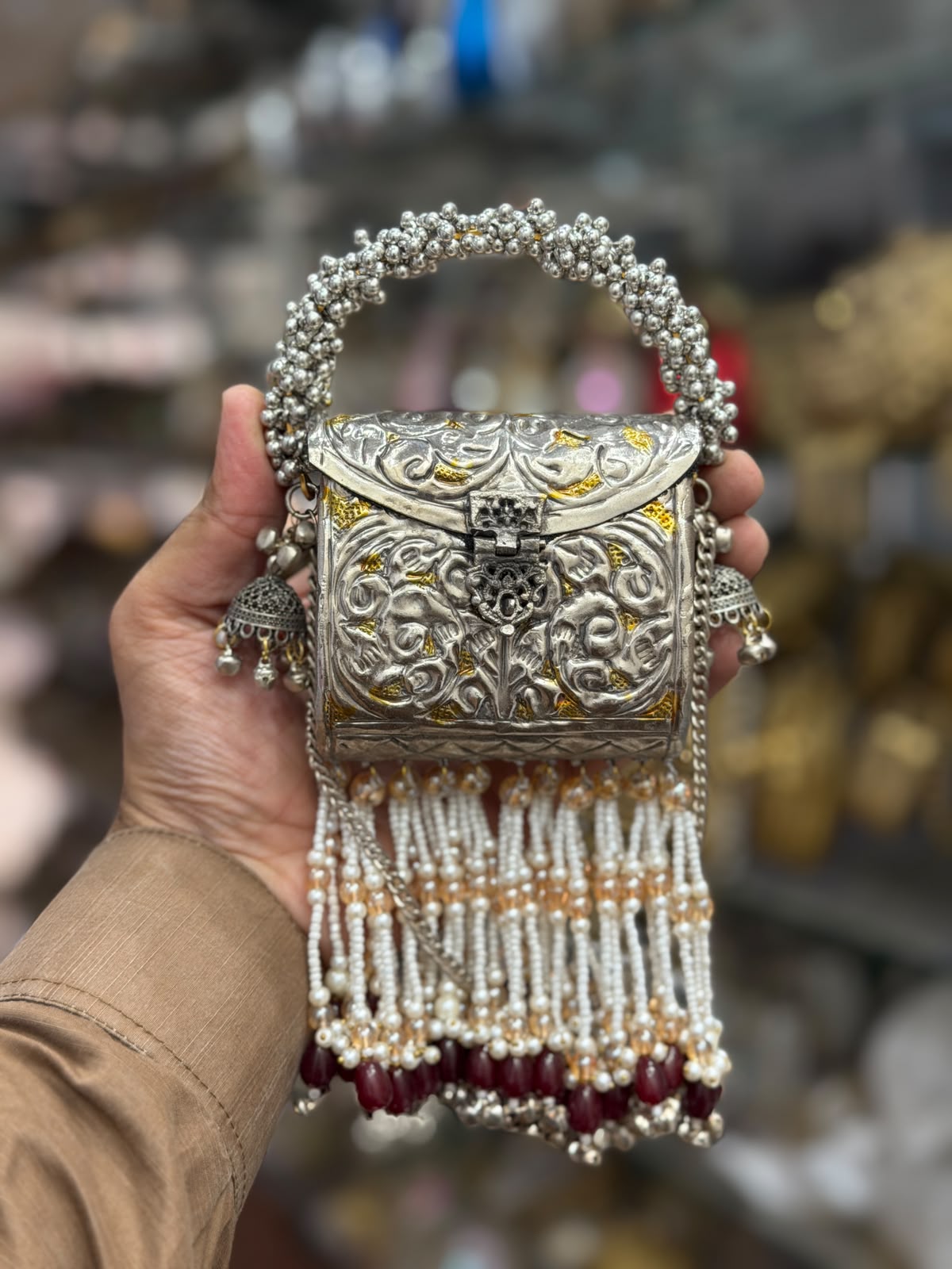 Stylish Indian Silver Designer Metal Clutch_Small Size_New Arrival