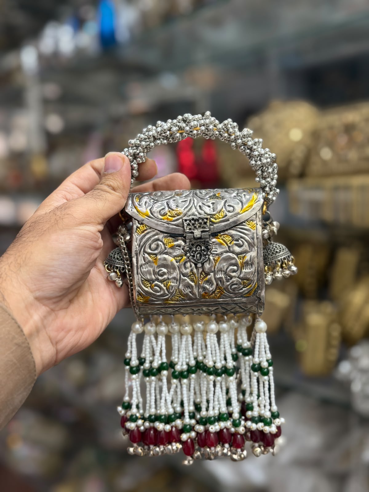 Stylish Indian Silver Metal Clutch_Small Size_New Arrival