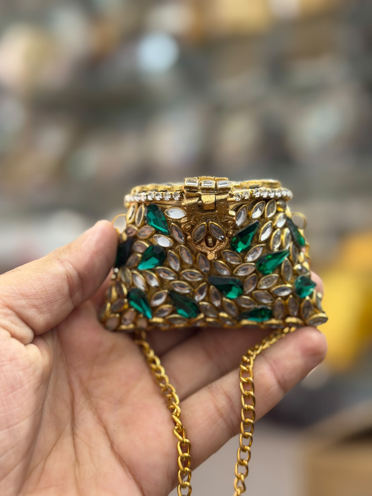 Stylish Indian Golden Metal Clutch_Small Size_New Arrival