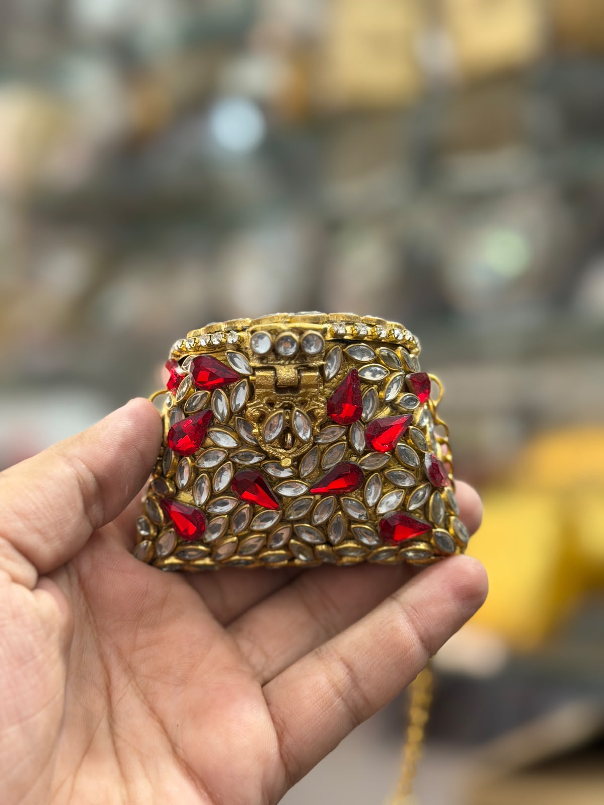 Stylish Indian Golden Metal Clutch_Small Size_New Arrival