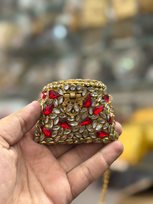 Stylish Indian Golden Metal Clutch_Small Size_New Arrival