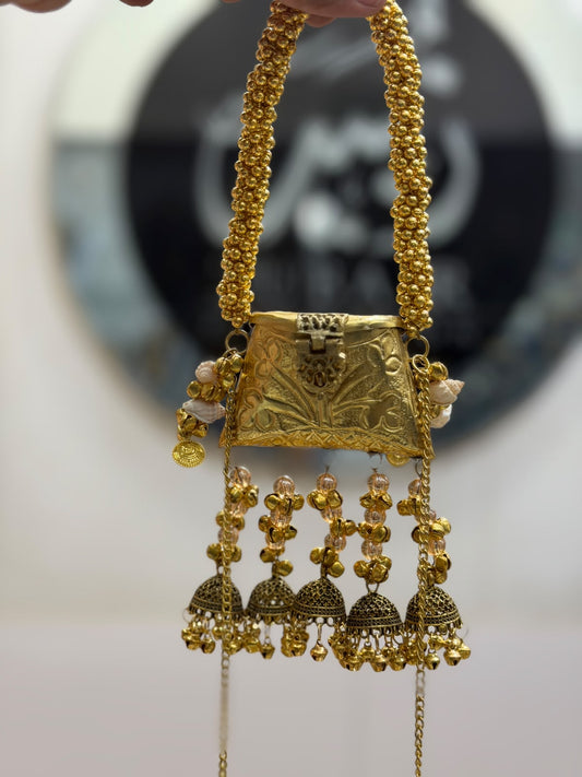 Stylish Indian Golden Kundan Metal Clutch_Small Size_New Arrival