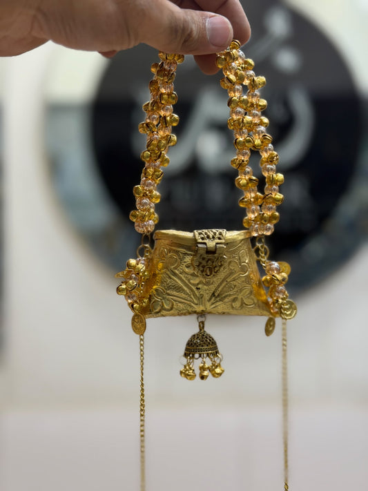 Stylish Indian Golden Kundan Metal Clutch_Small Size_New Arrival