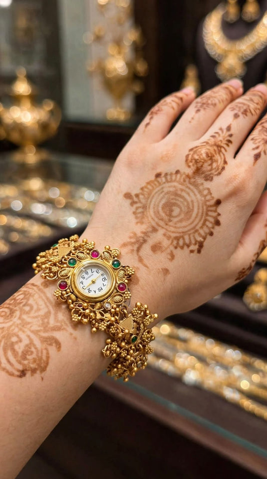Stylish Ladies Rajwari Designer Golden Watch_New Arrival 3