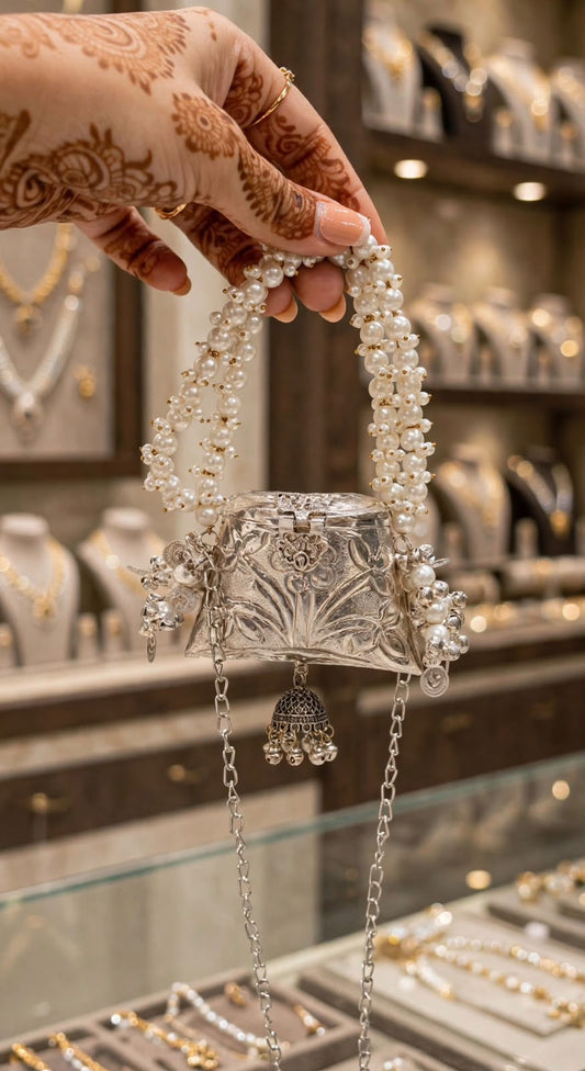 Stylish Indian Silver  Metal Clutch_Small Size_New Arrival