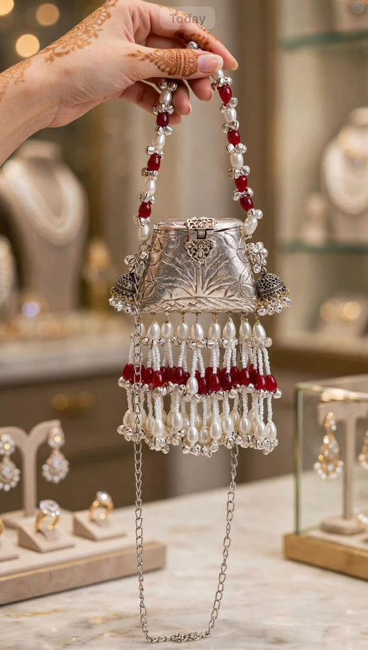 Stylish Indian Silver  Metal Clutch_Small Size_New Arrival