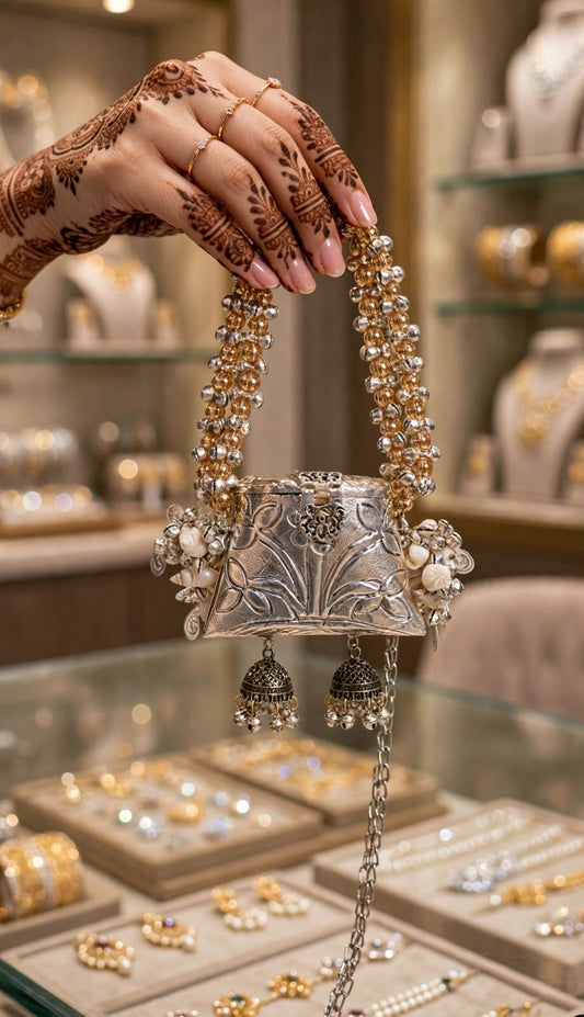 Stylish Indian Silver  Metal Clutch_Small Size_New Arrival