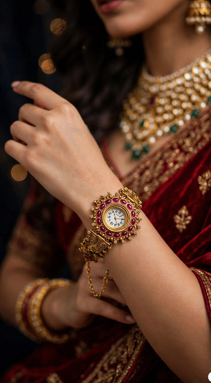 Stylish Ladies Rajwari Designer Golden Watch_New Arrival 6