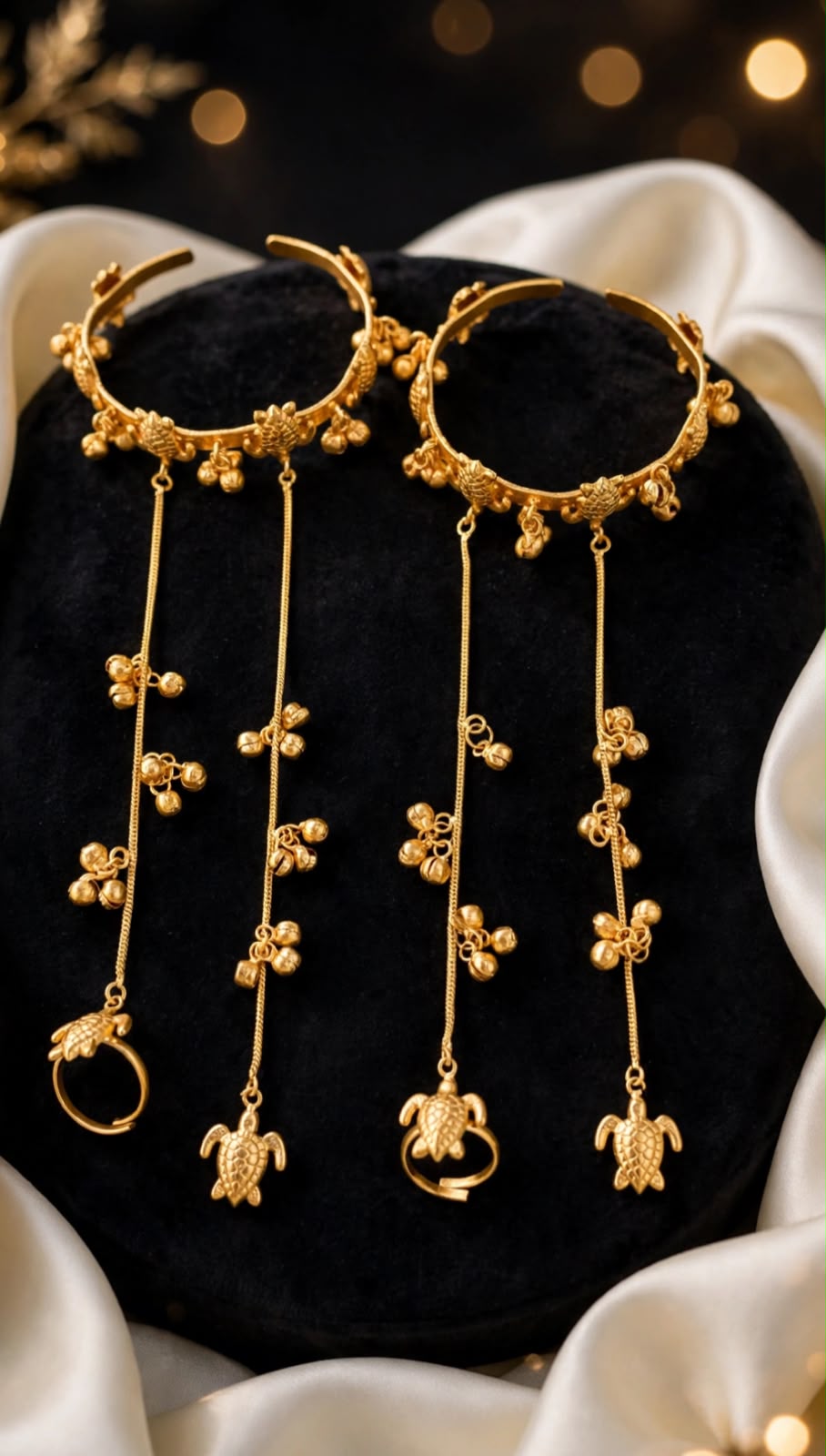 Luxury Golden Bangles with Chain and rings_Pair_New Arrival 2