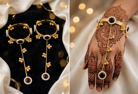 Luxury Golden Bangles with Chain and rings_Pair_New Arrival 4