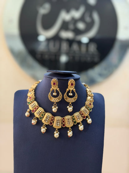 Royal Golden Rajwadi Choker Set – Bridal Necklace & Earrings | Wedding Collection | New Arrival 4