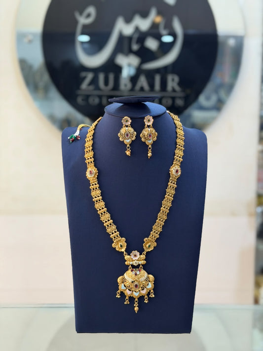 Royal Golden Rajwadi Mala Set – Bridal Necklace & Earrings | Wedding Collection | New Arrival 1