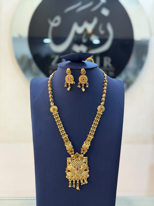 Royal Golden Rajwadi Mala Set – Bridal Necklace & Earrings | Wedding Collection | New Arrival 2