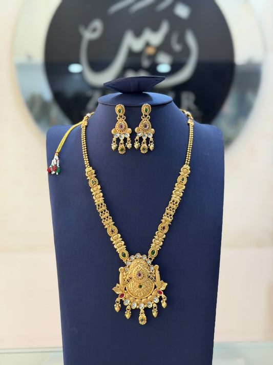 Royal Golden Rajwadi Mala Set – Bridal Necklace & Earrings | Wedding Collection | New Arrival 6