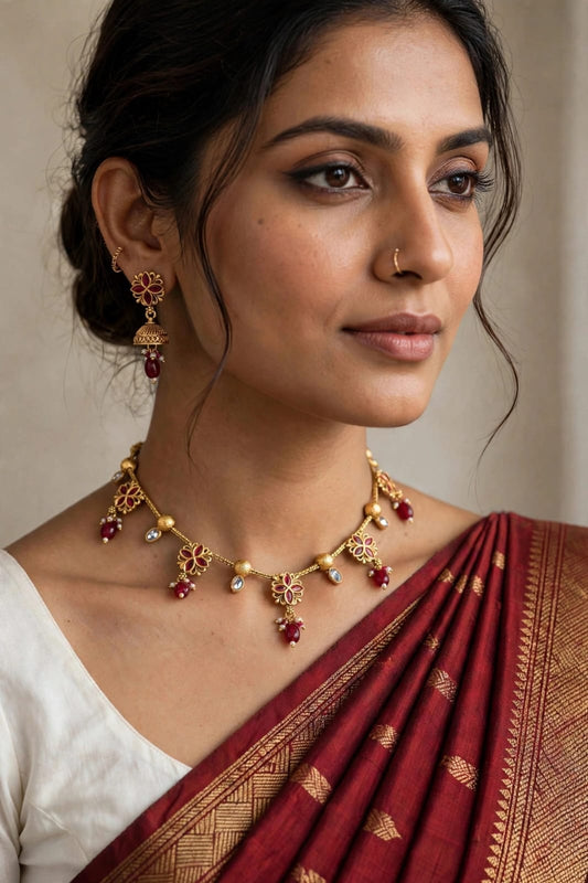 Royal Golden Rajwadi Choker Set – Bridal Necklace & Earrings | Wedding Collection | New Arrival 1