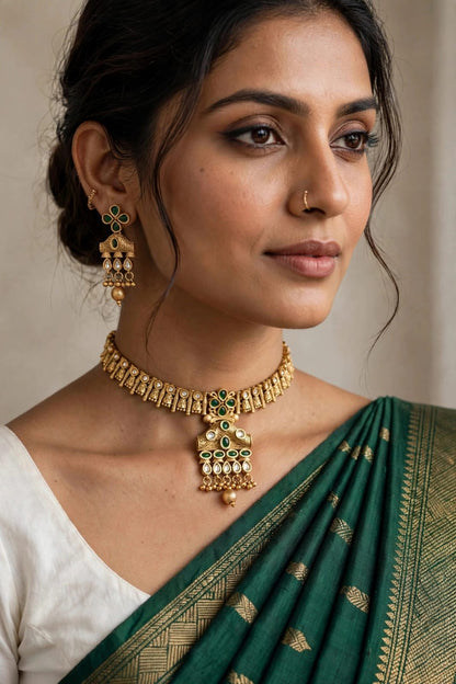 Royal Golden Rajwadi Choker Set – Bridal Necklace & Earrings | Wedding Collection | New Arrival 2