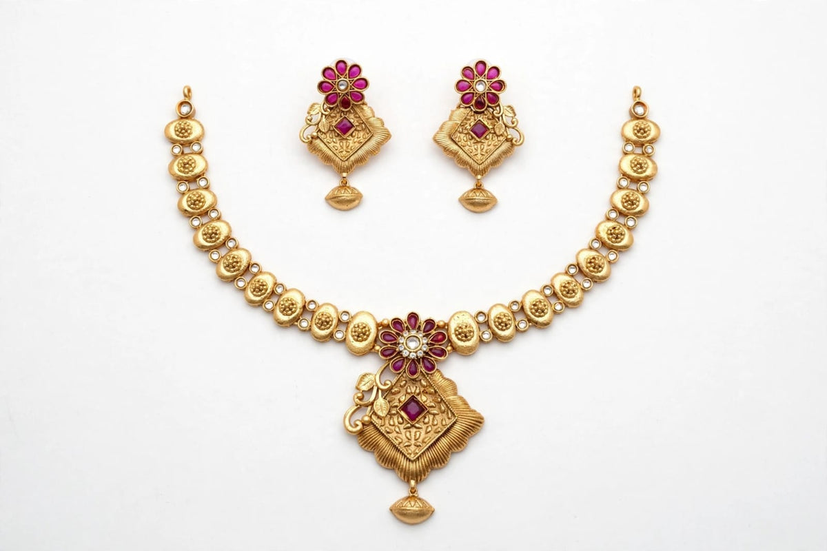 Royal Golden Rajwadi Choker Set – Bridal Necklace & Earrings | Wedding Collection | New Arrival 3