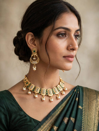 Royal Golden Rajwadi Choker Set – Bridal Necklace & Earrings | Wedding Collection | New Arrival 4